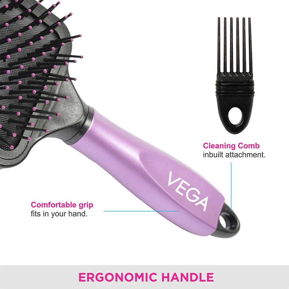 Vega Paddle Hair Brush (Black, Purple) : 1 piece