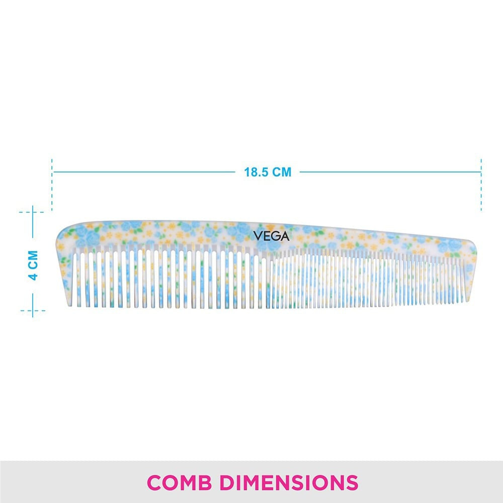 Vega Tulip Grooming Hair Comb (Blue, White) : 1 piece