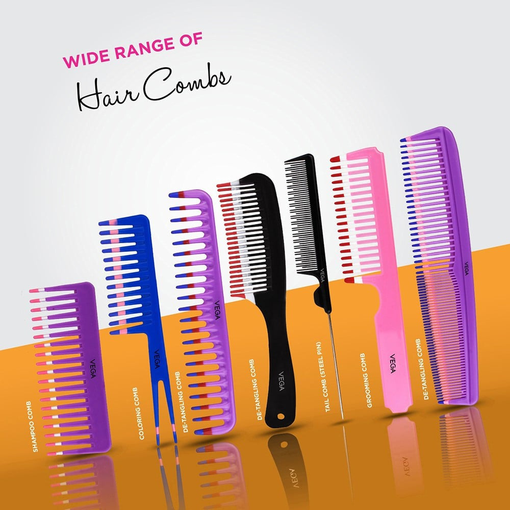 Vega Tulip Grooming Hair Comb (Blue, White) : 1 piece
