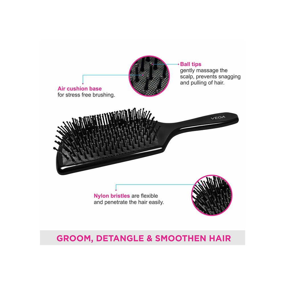 Vega Mini Paddle Hair Brush (Black) : 1 piece