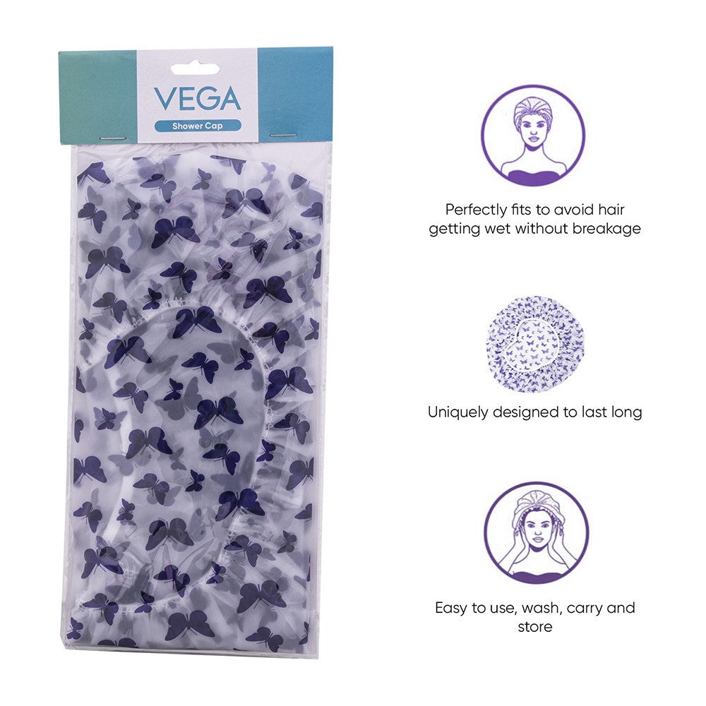 Vega Reusable Waterproof Bathroom Shower Cap (SC-02) : 1 pack (2 pieces)