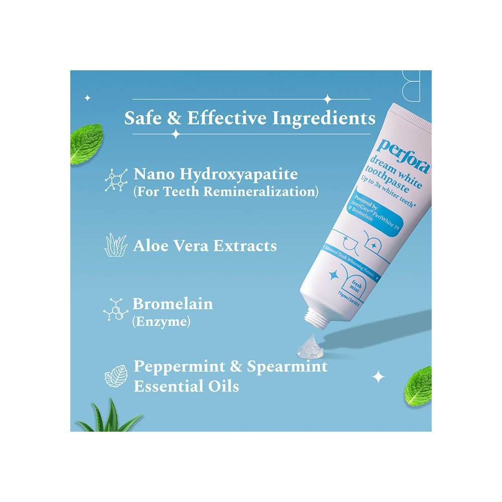 Perfora Dream White - Whitening Toothpaste - Fresh Mint - Pack of 2 : 2 x 75 g