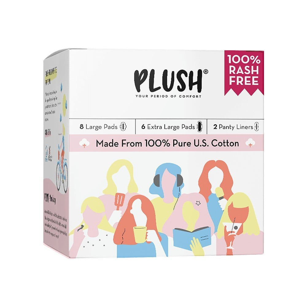 Plush Bikini Razor + Plush Rash Free Sanitary Pads (8L+6XL and 2 Free Liners) Combo : 14 pieces + 1 pack (2 pieces)