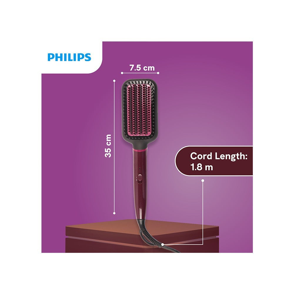 Philips BHH730/00 Heated Hair Straightener Brush (Black & Pink) : 1 unit