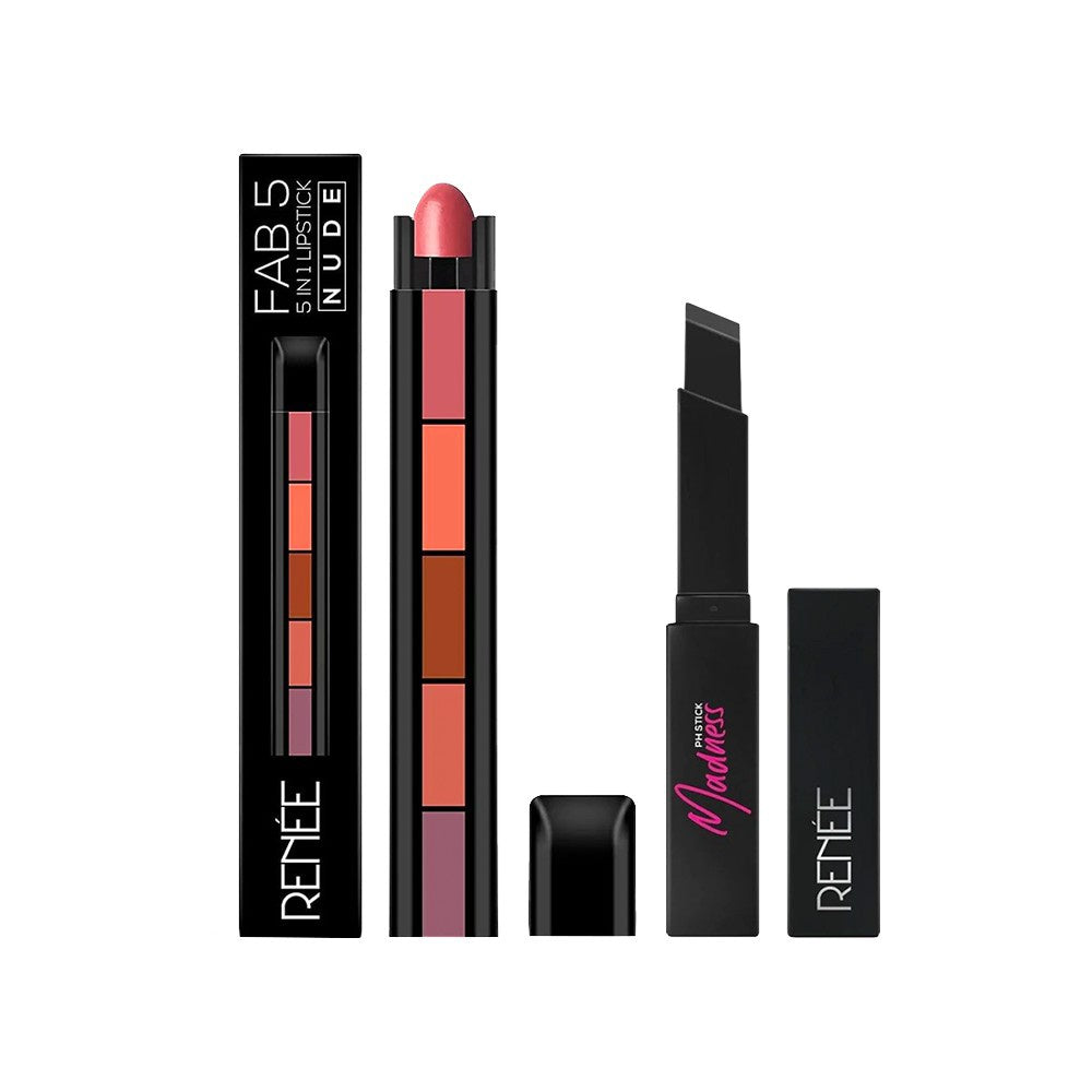 Renee Madness PH Stick + Renee FAB 5 Matte Finish 5 In 1 Lipstick (Nude) : 3 g + 7.5 g