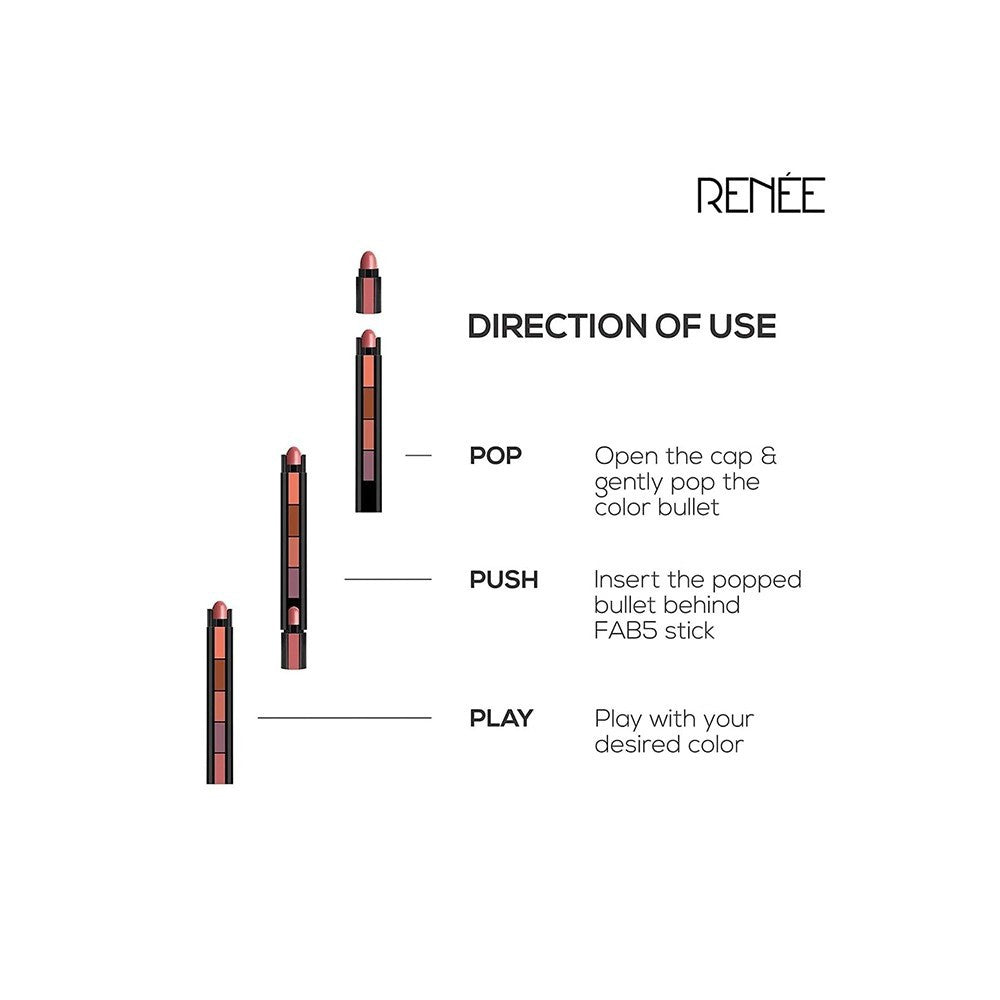 Renee Madness PH Stick + Renee FAB 5 Matte Finish 5 In 1 Lipstick (Nude) : 3 g + 7.5 g