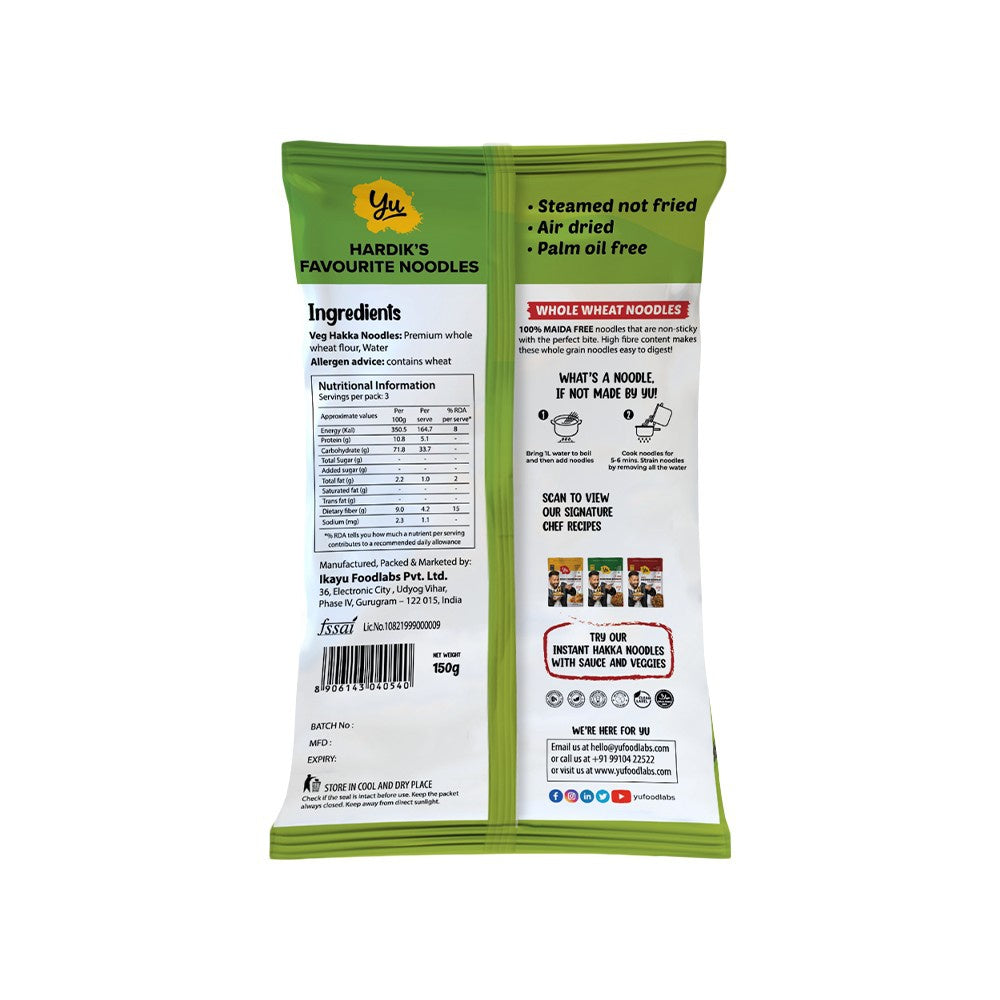 Yu 100% Whole Wheat Noodles - Pack of 2 : 2 x 150 g