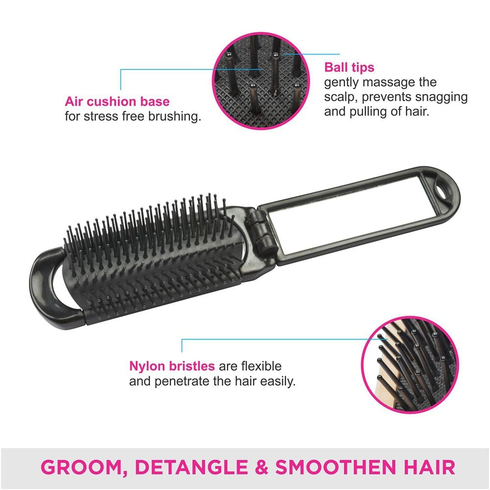 Vega Folding Compact Hair Brush (Black) : 1 piece