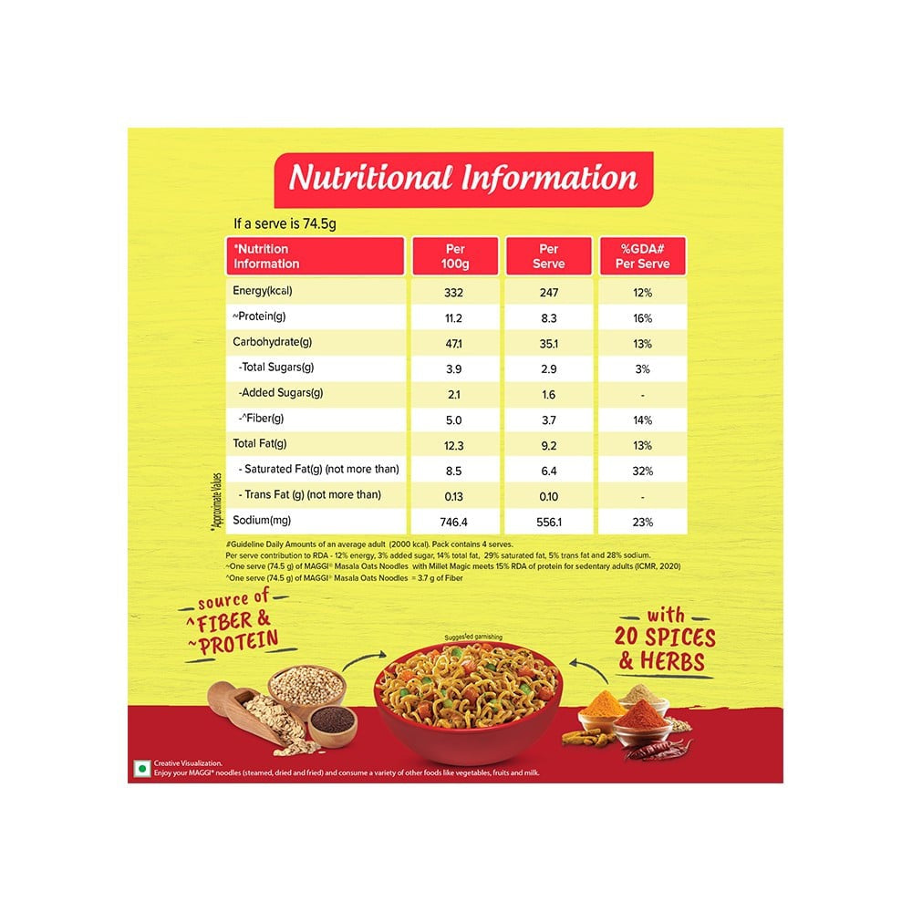 Maggi Nutri-Licious Masala Oats Instant Noodles with Millet Magic : 298 g