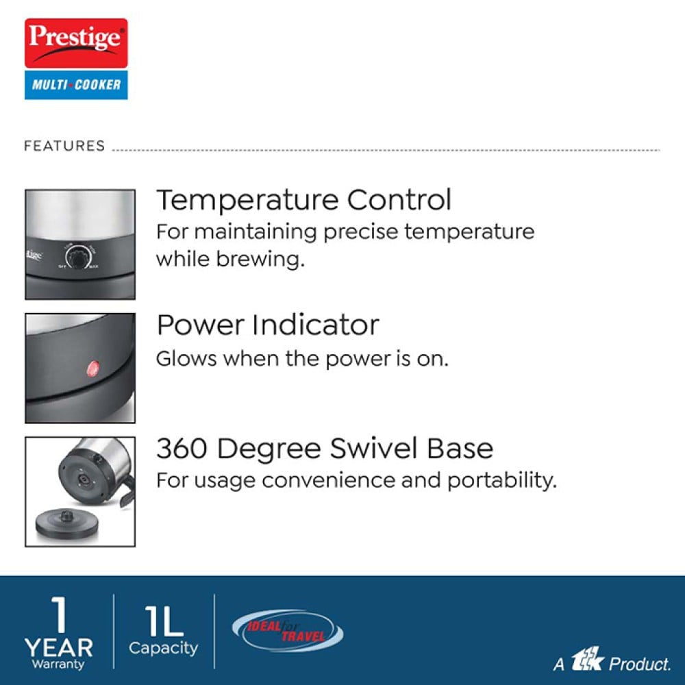 Prestige PMC Multi Purpose Kettle 1ltr (600W, PMC 1.0+, Silver) : 1 unit