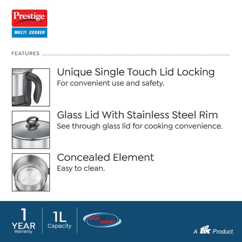 Prestige PMC Multi Purpose Kettle 1ltr (600W, PMC 1.0+, Silver) : 1 unit