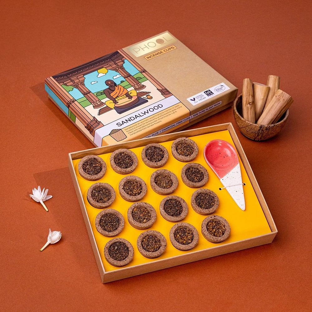 Phool Sandalwood Dhoop Cup : 1 pack (16 cups)