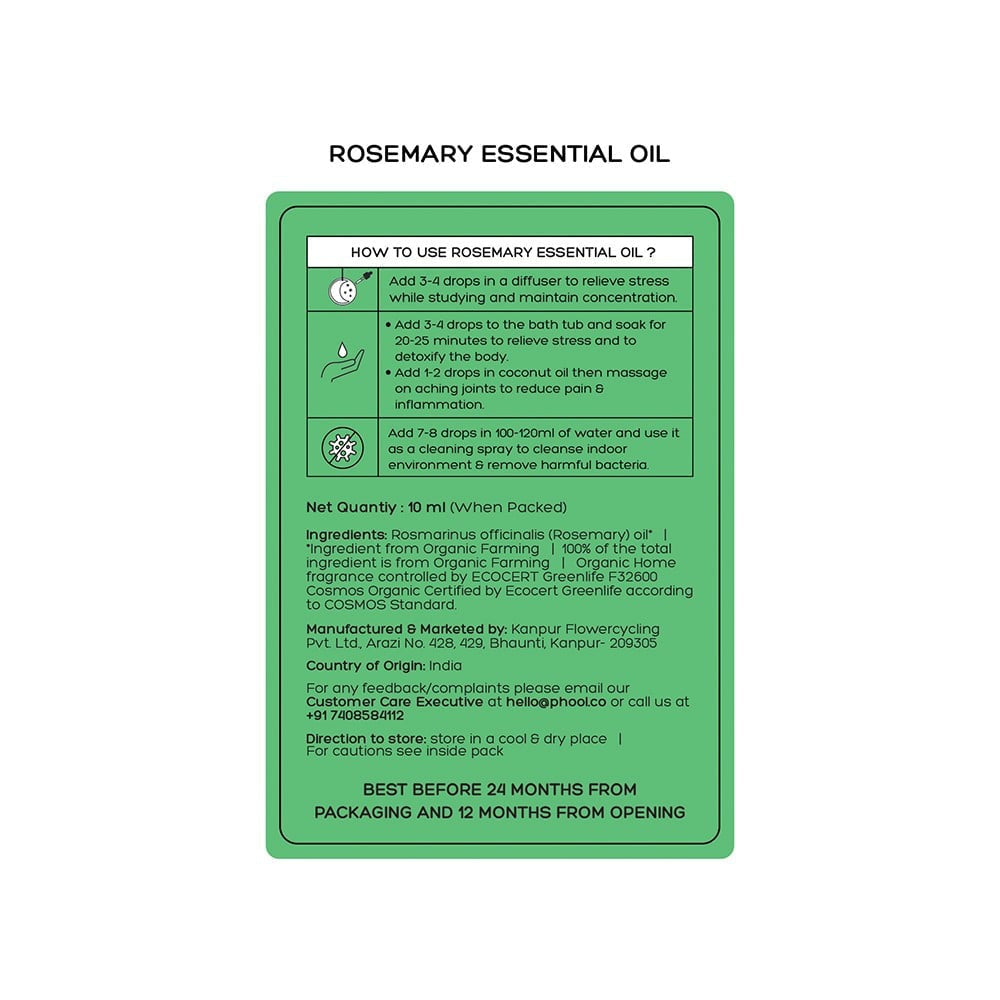 Phool Rosemary Essential Oil For Hair Growth & Dandruff Repair : 10 ml