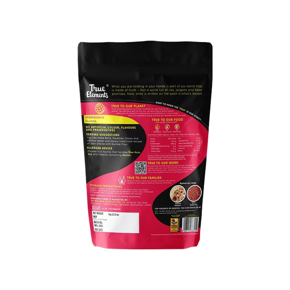 True Elements Whole Quinoa Flour - High-Protein Atta : 1 kg