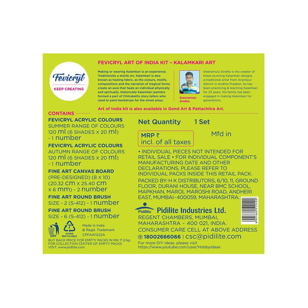 Pidilite Fevicryl DIY Self Painting Art of India - Kalamkari Art Kit : 1 kit