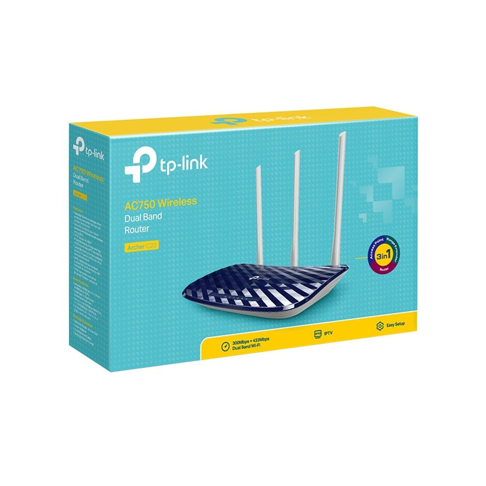 TP-LINK Archer C20 AC750 Wi-Fi Router (Blue) : 1 unit