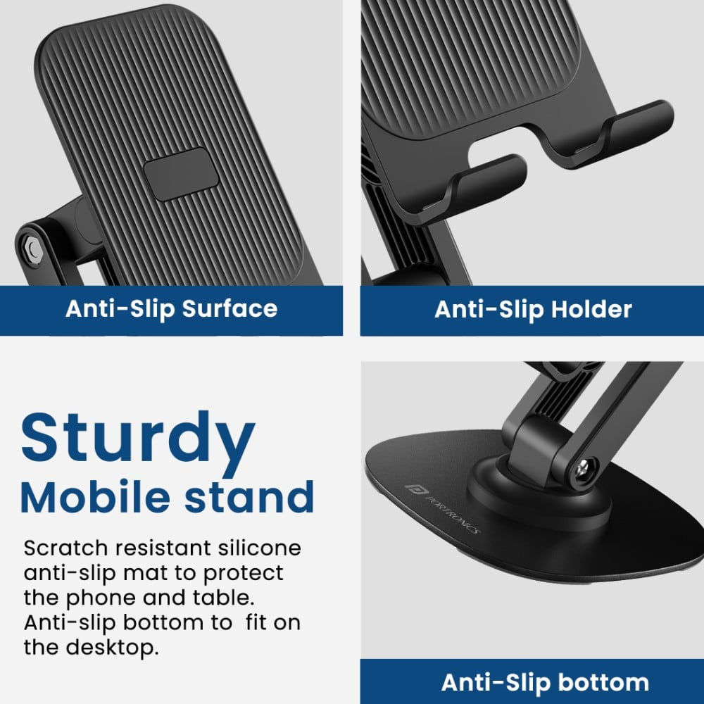 Portronics Mobot III Mobile Stand (Black) : 1 unit