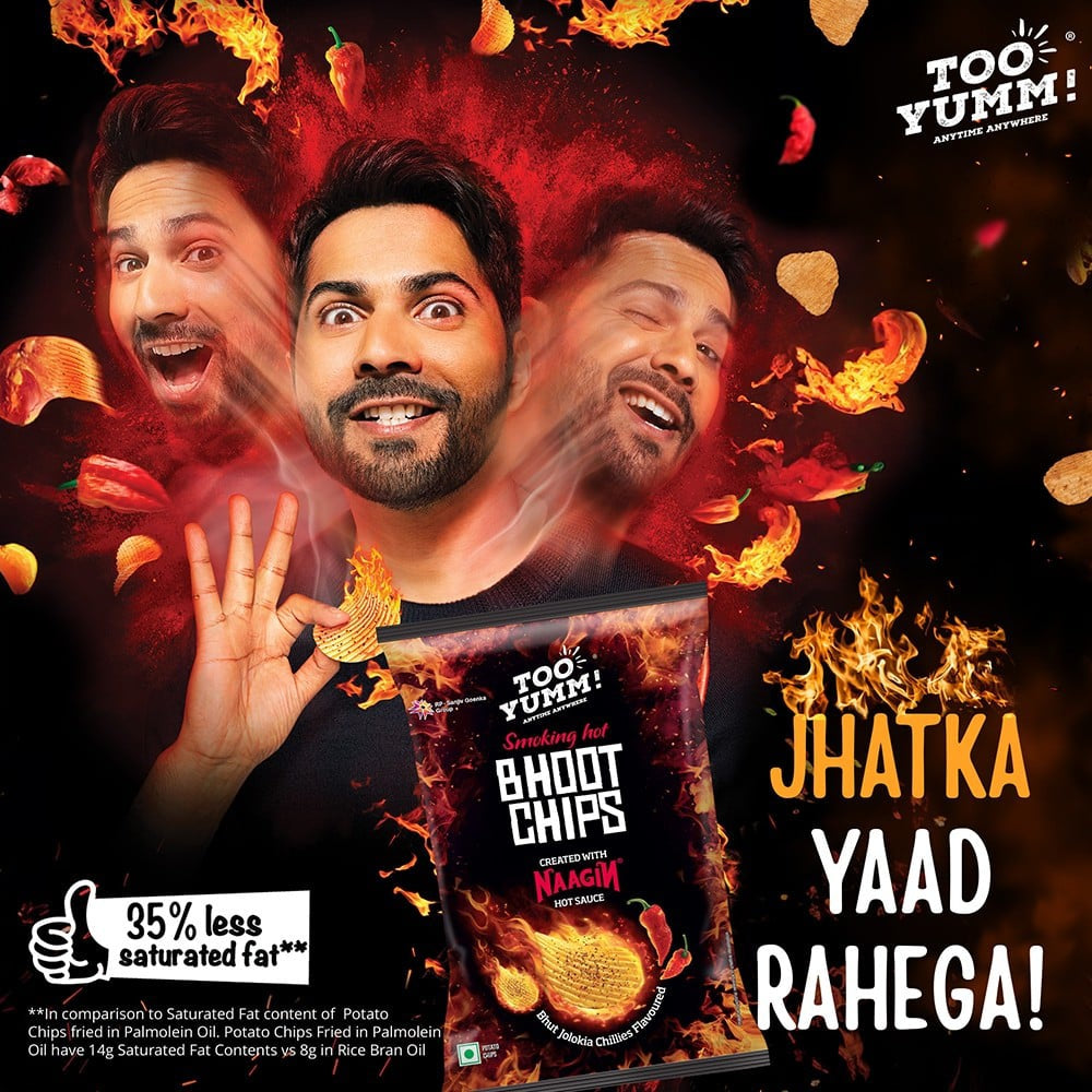 Too Yumm Smoking Hot Bhoot Potato Chips (Bhut Jolokia Chillies) - Pack of 2 : 2 x 82 g