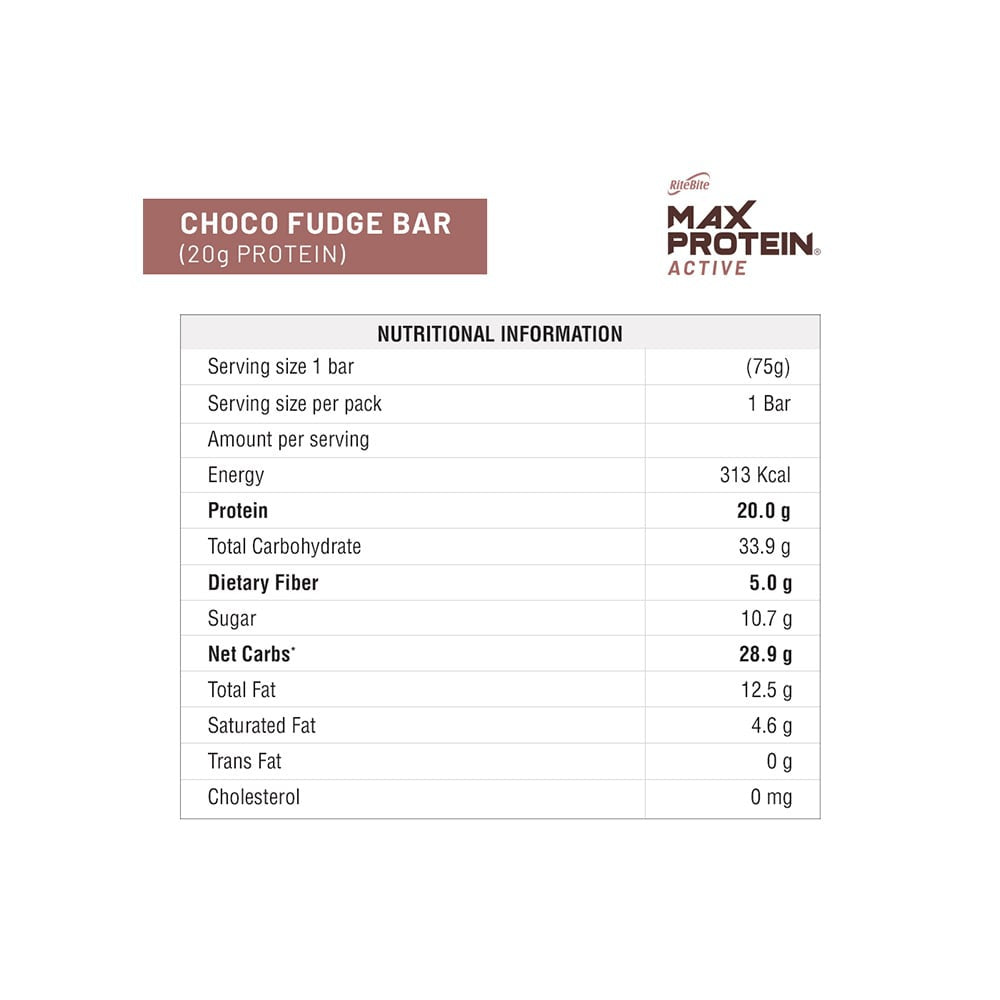 RiteBite Max Protein Active Choco Fudge Nutrition Bar - Pack of 3 : 3 x 75 g