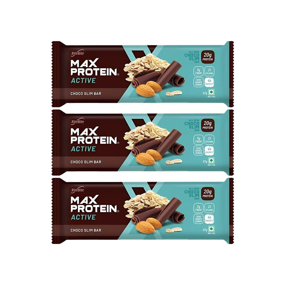 RiteBite Max Protein Active Choco Slim Nutrition Bar - Pack of 3 : 3 x 67 g