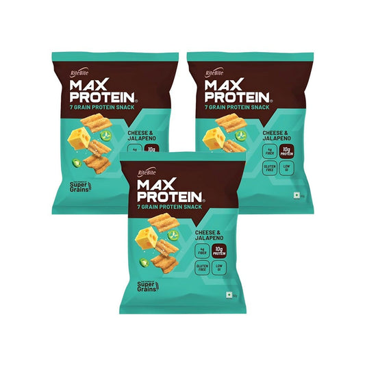 RiteBite Max Protein Cheese & Jalapeno Chips - Pack of 3 : 3 x 60 g
