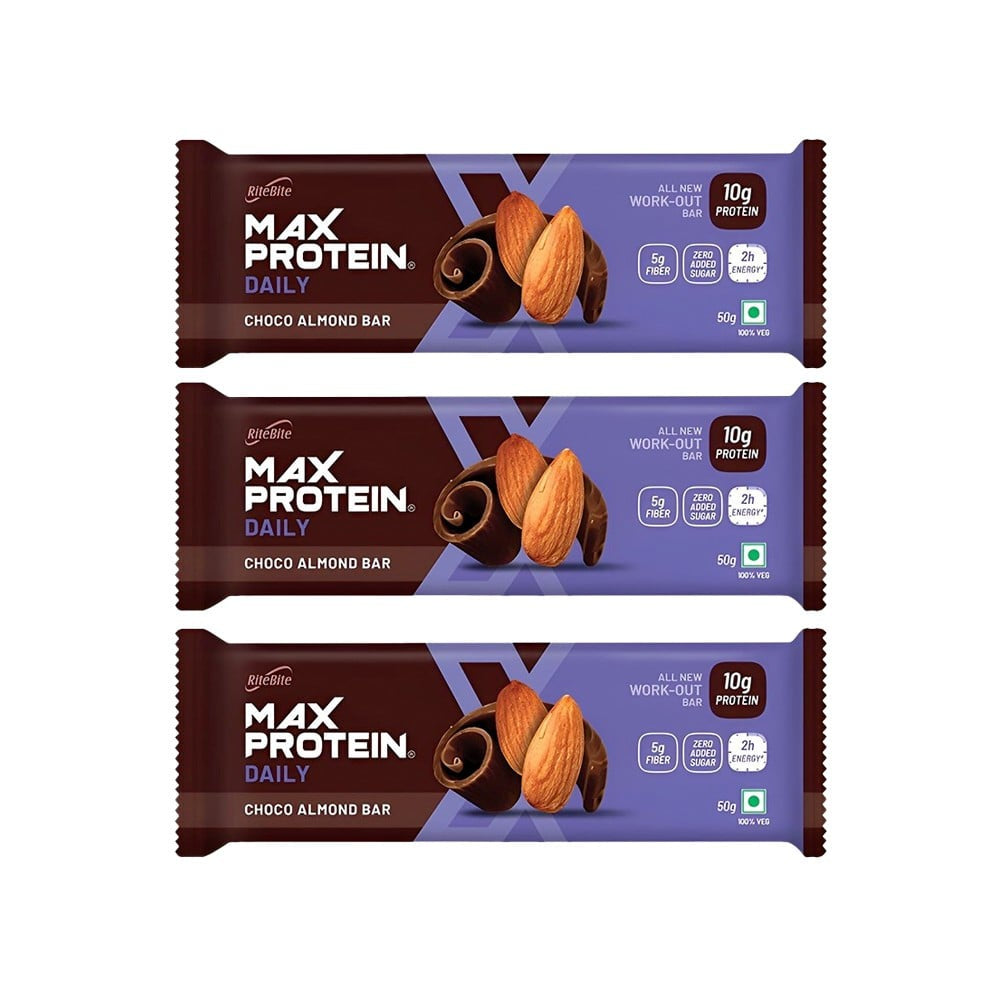 RiteBite Max Protein Daily Choco Almond Protein Bar - Pack of 3 : 3 x 50 g