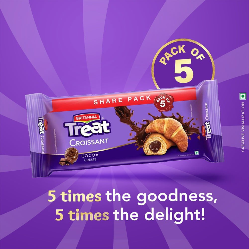 Britannia Treat Cocoa Creme Croissant : 225 g (5 x 45 g)
