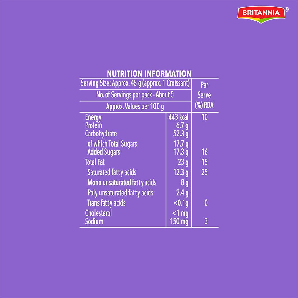 Britannia Treat Cocoa Creme Croissant : 225 g (5 x 45 g)