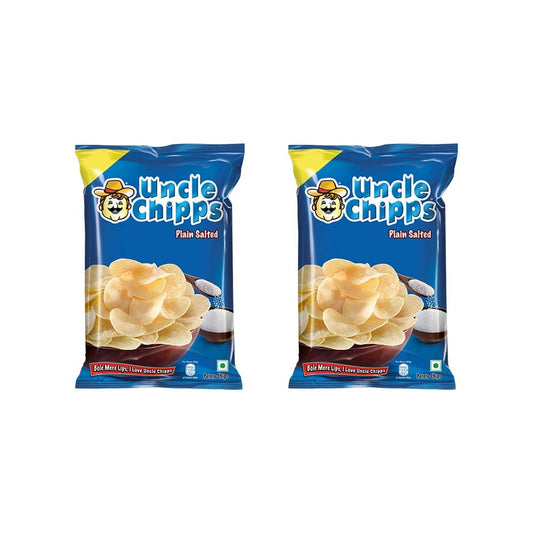 Uncle Chipps Plain Salted Potato Chips - Pack of 2 : 2 x 80 g