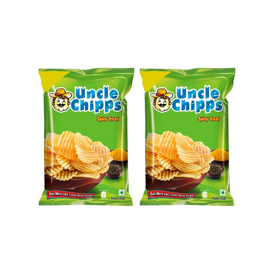 Uncle Chipps Spicy Treat Potato Chips - Pack of 2 : 2 x 80 g