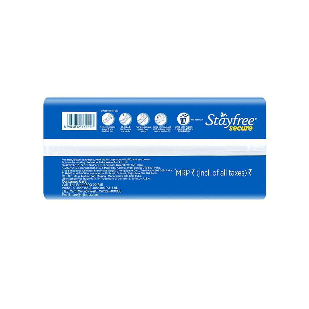 Stayfree Secure Cottony Soft Sanitary Pads (Regular Wings) : 18 pieces