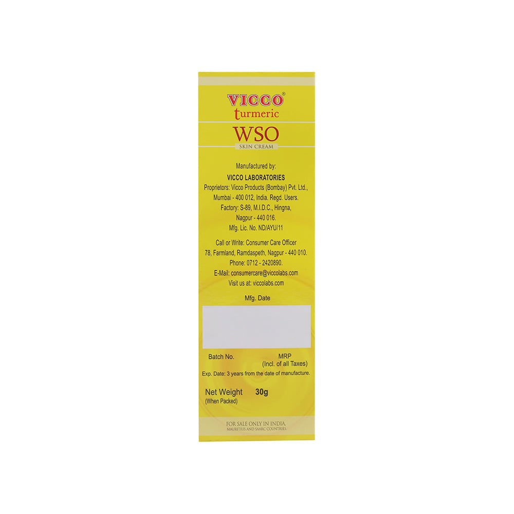 Vicco Turmeric - WSO Skin Ayurvedic Cream : 30 g