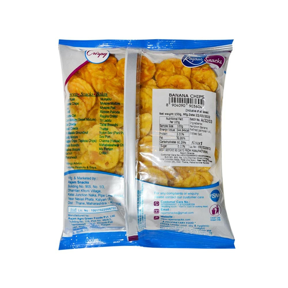 Rajam Snacks Banana Chips : 150 g