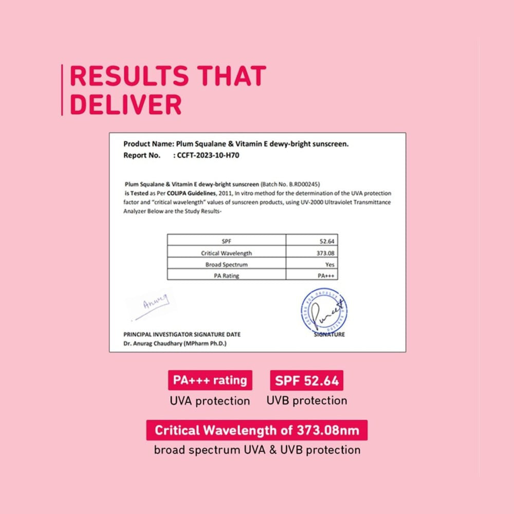Plum Squalane & Vitamin Dewy Bright Sunscreen (SPF 50 PA +++) : 50 g