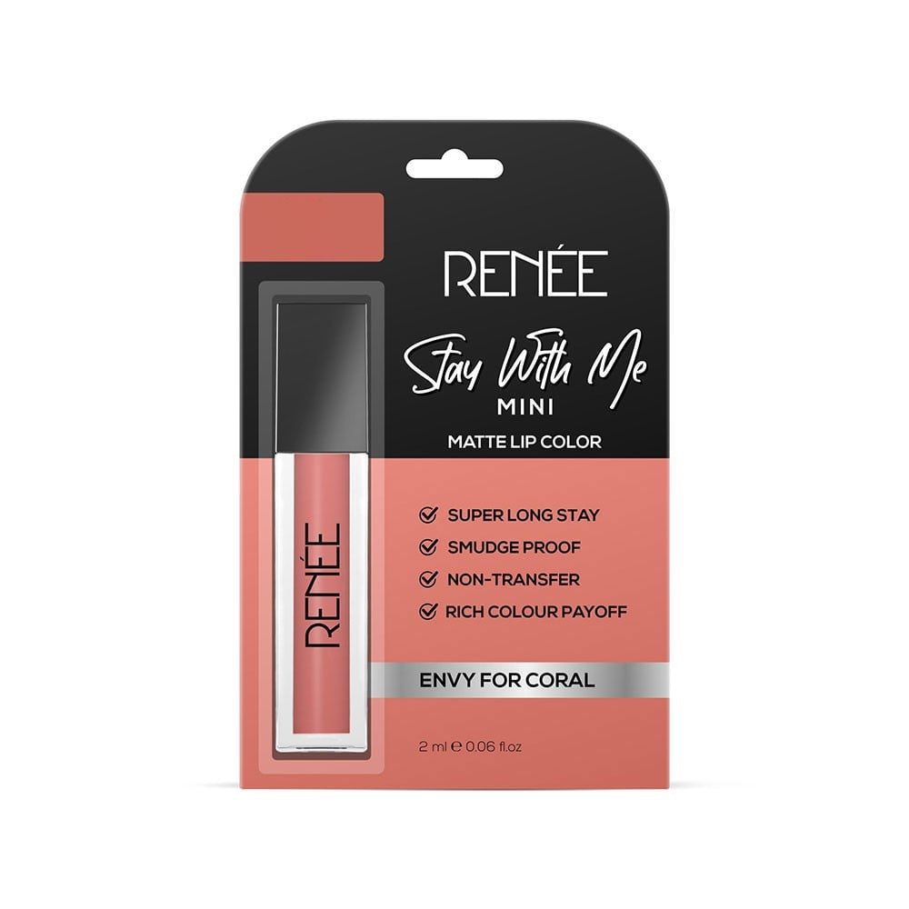 Renee Stay With Me Mini Matte Lipstick (Envy For Coral) : 2 ml