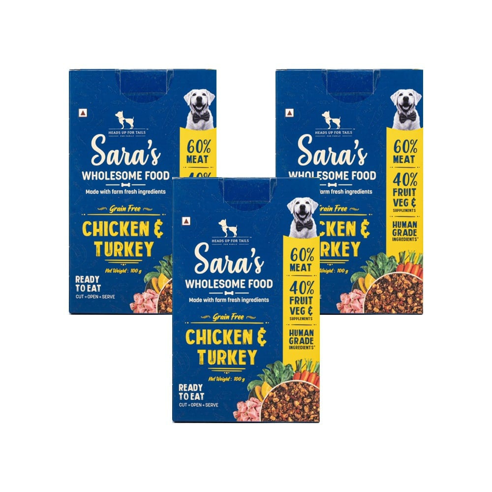 HUFT Sara's Wholesome Grain-Free Chicken & Turkey Dog Food - Pack of 3 : 3 x 100 g