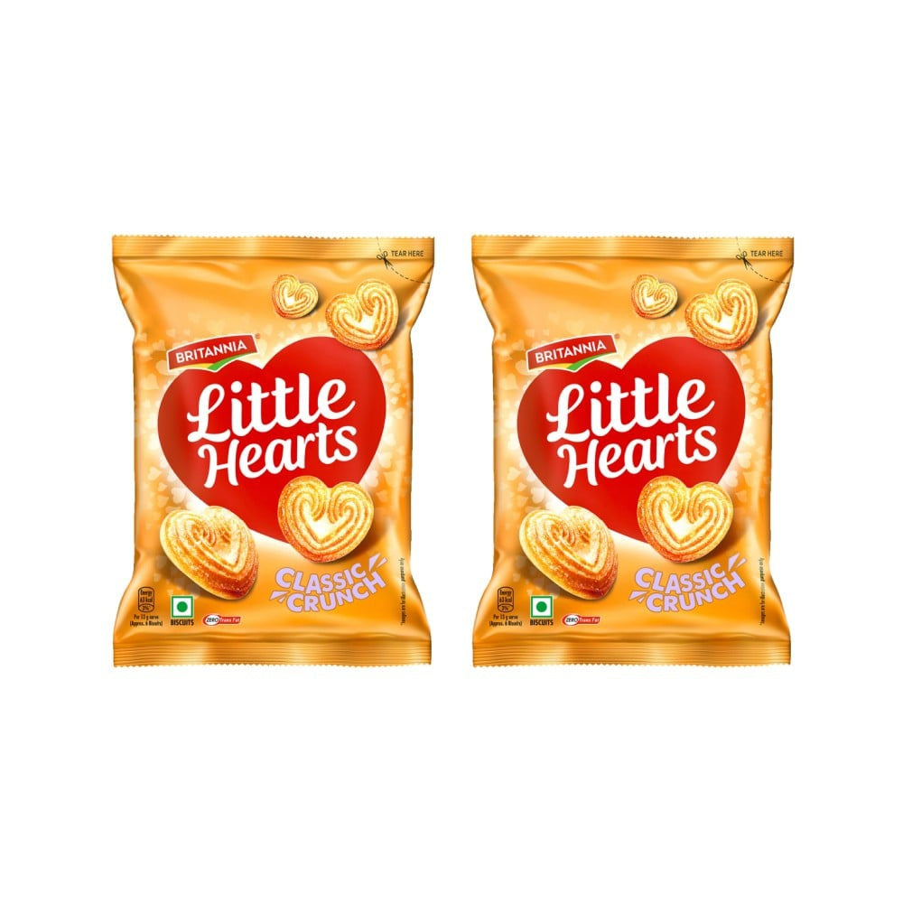 Britannia Little Hearts Classic Crunch Biscuit - Pack of 2 : 2 x 75 g