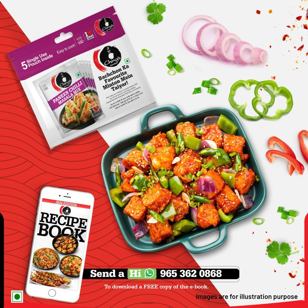 Ching's Secret Schezwan Fried Rice Masala Instant Mix - 5 Single Use Pouches + Paneer Chilli Masala Instant Mix - 5 Single Use Pouches Combo : 5 x 20 g + 5 x 20 g