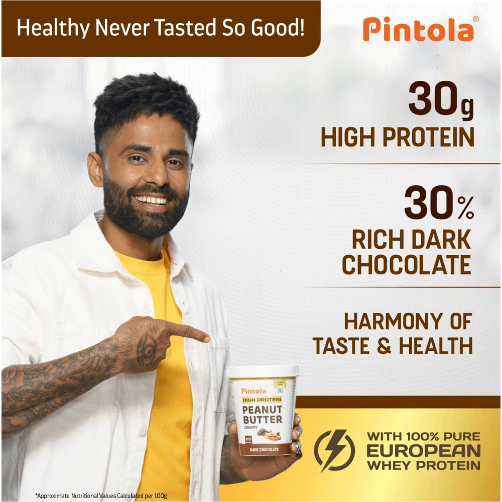 Pintola Dark Chocolate Creamy Peanut Butter (High Protein) : 510 g