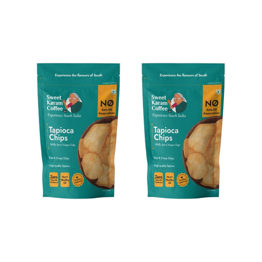 Sweet Karam Coffee Tapioca Chips - No Palm Oil - Pack of 2 : 2 x 65 g