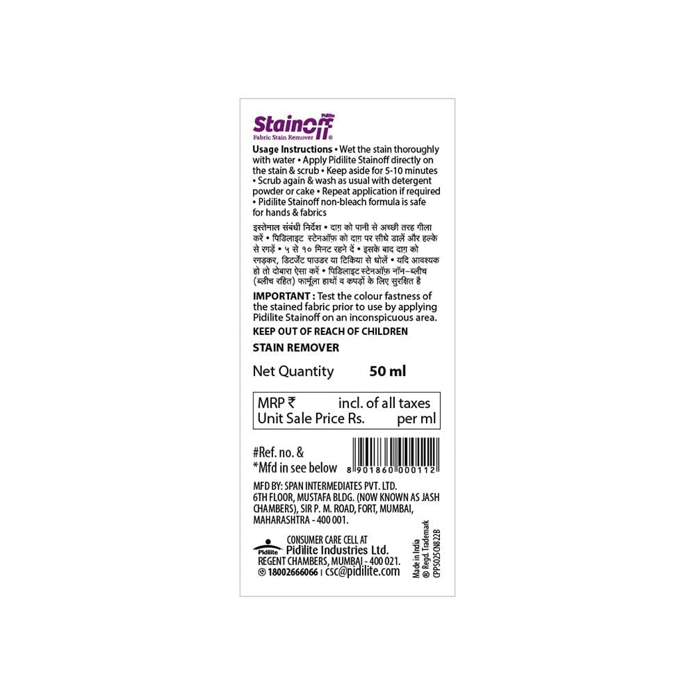 Pidilite Stainoff Stain Remover : 50 ml