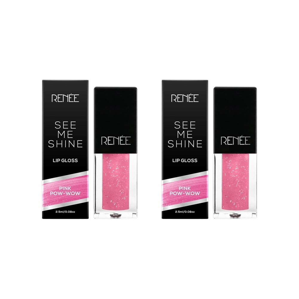 Renee See Me Shine Lip Gloss (Pink Pow-Wow) - Pack of 2 : 2 x 2.5 ml