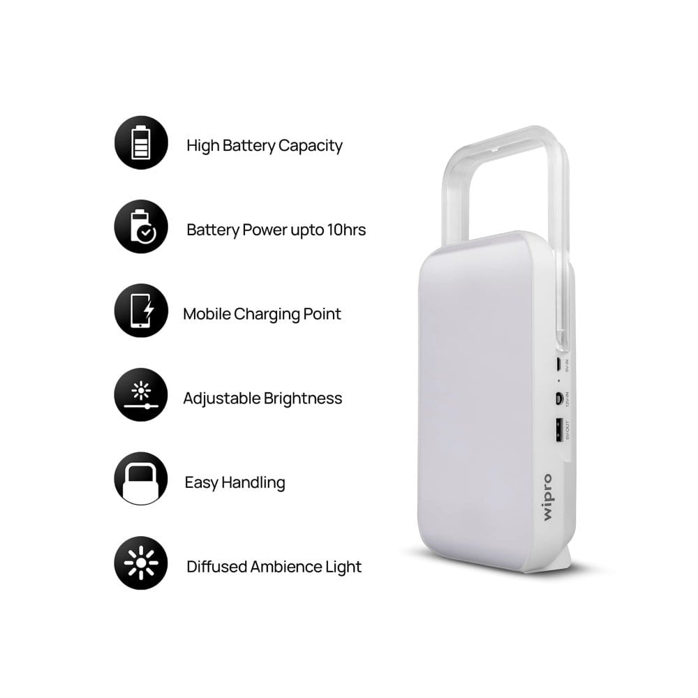 Wipro Safari Rechargeable LED 15W Emergency Light (Cool White) : 1 unit