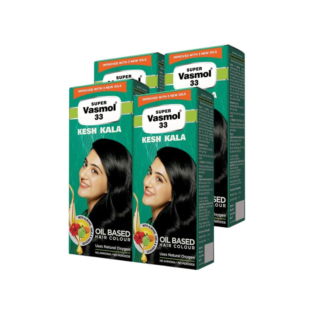 Vasmol 33 Kesh Kala Oil Based Hair Colour (Black) : 300 ml (4 x 75 ml)