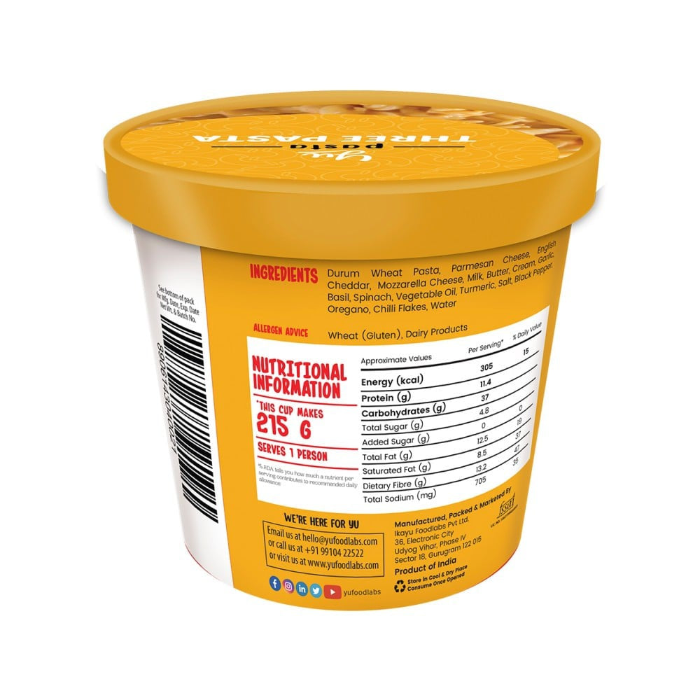 Yu Three Cheese Instant Pasta Cup : 65 g