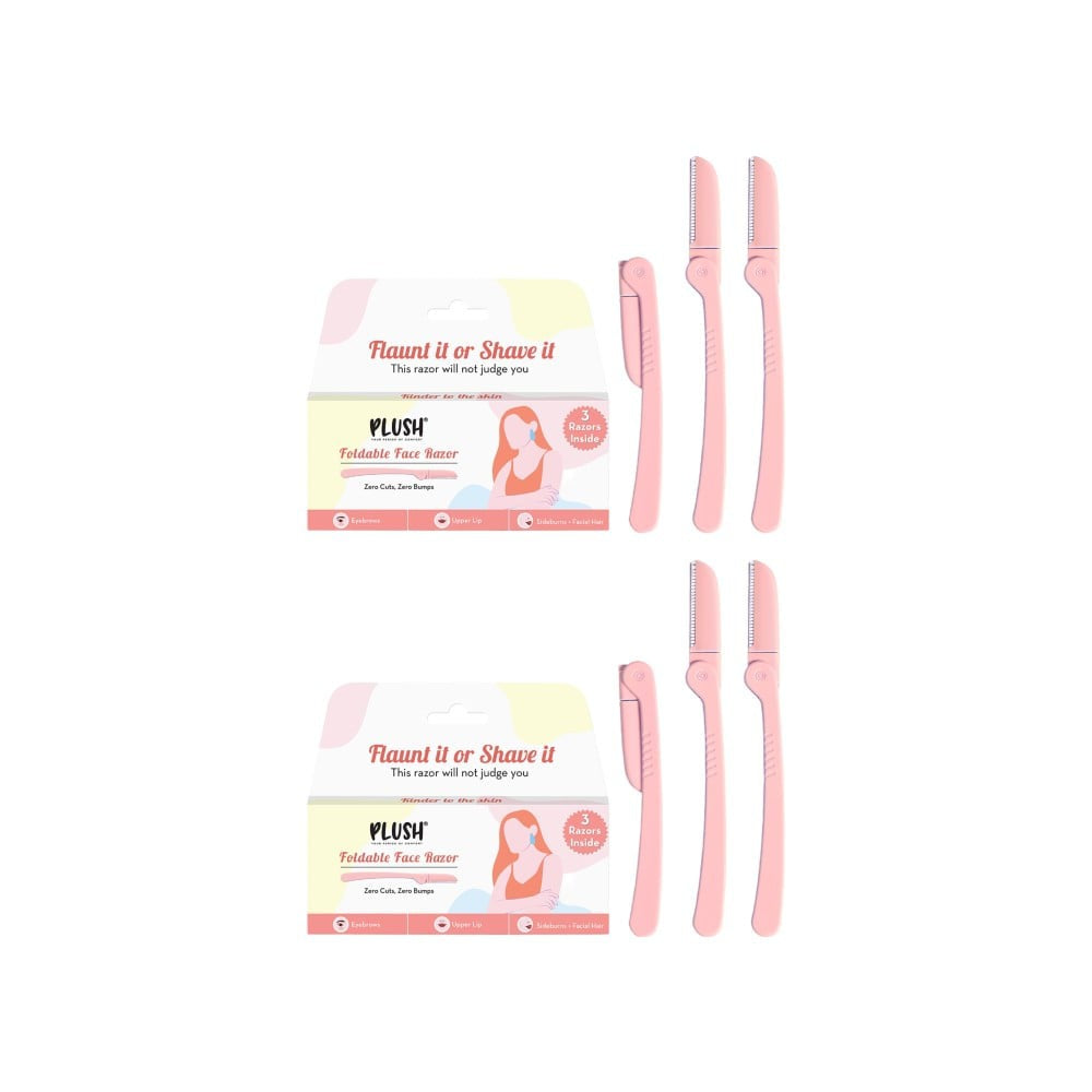 Plush Foldable Face Razor for Women - Pack of 2 : 2 x 1 pack (3 pieces)