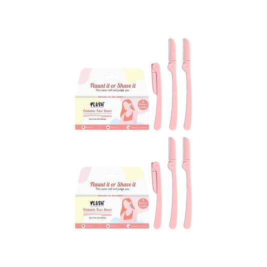 Plush Foldable Face Razor for Women - Pack of 2 : 2 x 1 pack (3 pieces)
