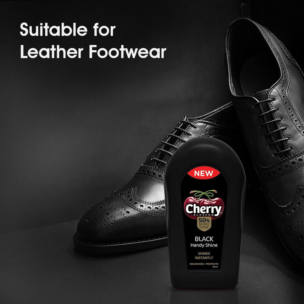 Cherry Blossom Black Liquid Shoe Polish + Black Handy Shoe Shiner + Black Wax Shoe Polish Combo : 75 ml + 1 unit + 40 g