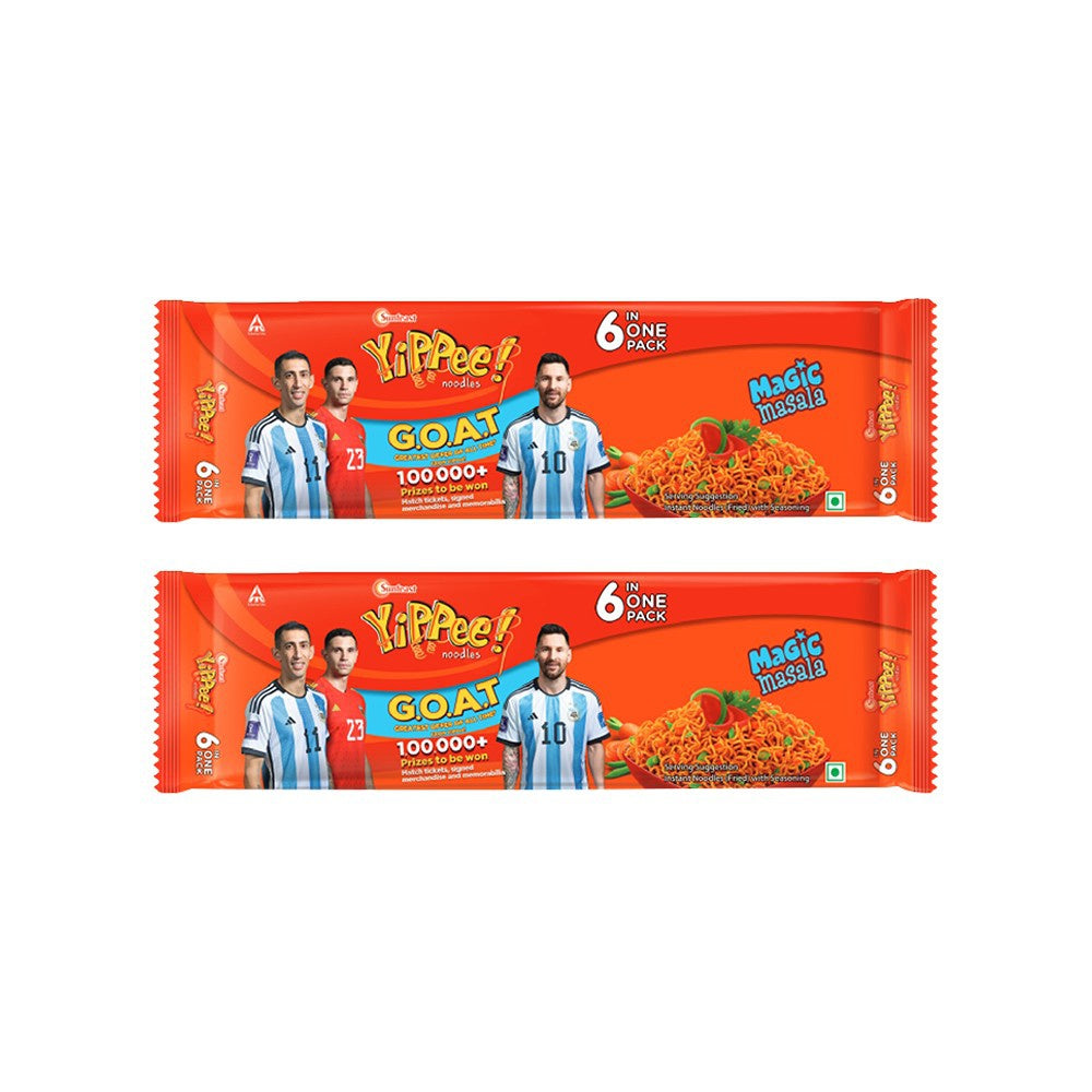 Yippee Magic Masala Instant Instant Noodles with Added Veggies (360 g) - Pack of 2 : 2 x 360 g