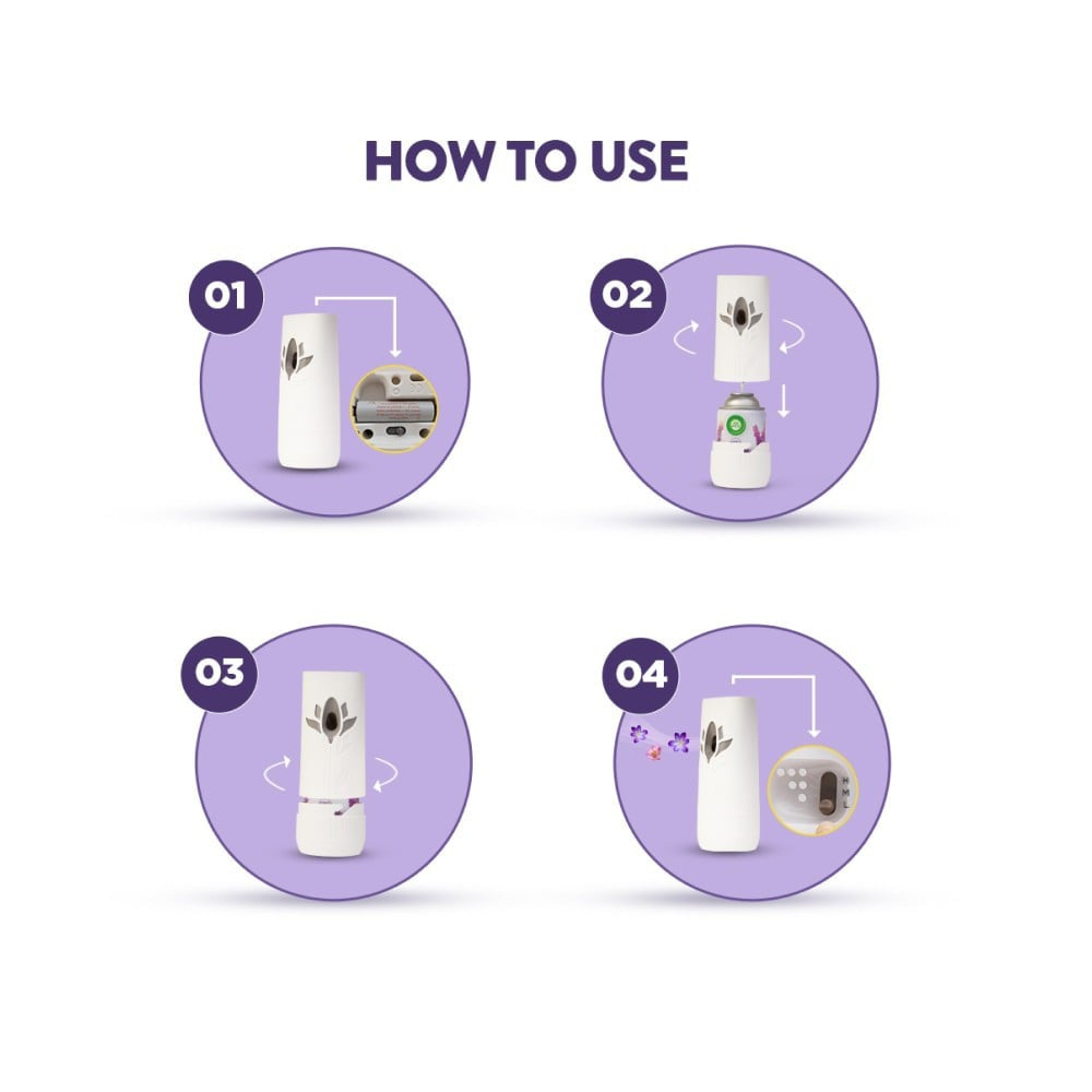 Airwick Freshmatic Automatic Air Freshener Refill (Lavender & Lotus) - Pack of 4 : 4 x 250 ml